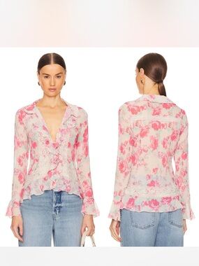 Free People “Bad at Love” Floral Printed Blouse